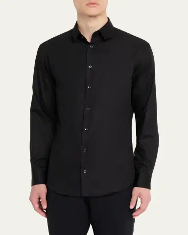 Giorgio Armani Men's Logan Piece-Dyed Cotton Sport Shirt | Thumbnail 13
