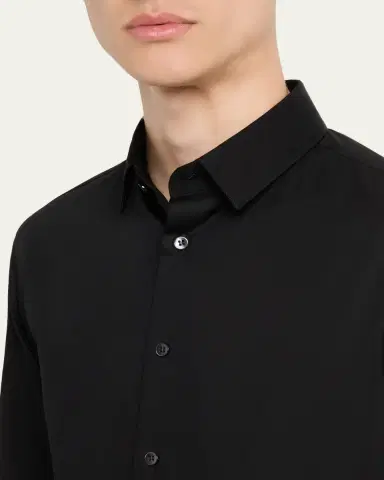Giorgio Armani Men's Logan Piece-Dyed Cotton Sport Shirt | Thumbnail 14