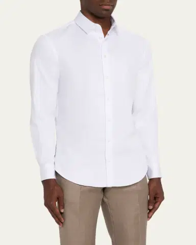 Giorgio Armani Men's Logan Piece-Dyed Cotton Sport Shirt | Thumbnail 4