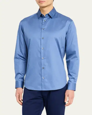 Giorgio Armani Men's Logan Piece-Dyed Cotton Sport Shirt | Thumbnail 8