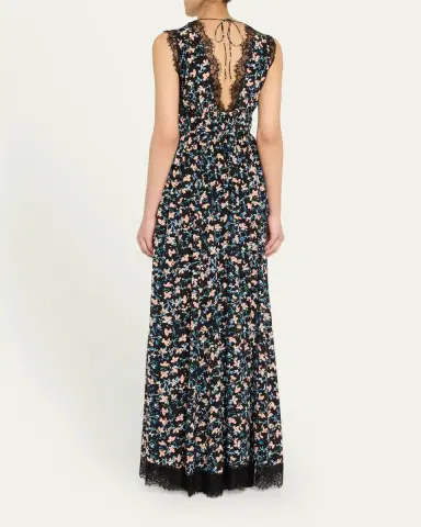 Ulla Johnson Marguerite V-Neck Silk Lace Gown | Thumbnail 3 Ulla Johnson Marguerite V-Neck Silk Lace Gown | Thumbnail 3