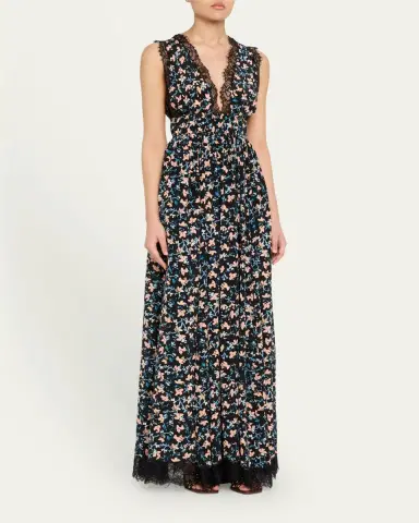 Ulla Johnson Marguerite V-Neck Silk Lace Gown | Thumbnail 4 Ulla Johnson Marguerite V-Neck Silk Lace Gown | Thumbnail 4