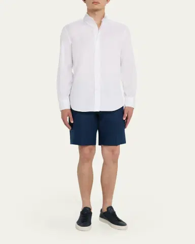 Anderson & Sheppard Men's Linen Beach Shorts | Thumbnail 2 Anderson & Sheppard Men's Linen Beach Shorts | Thumbnail 2
