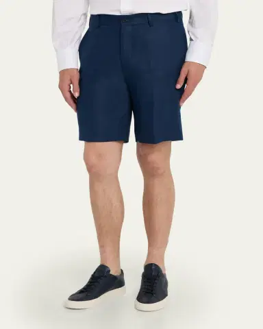 Anderson & Sheppard Men's Linen Beach Shorts | Thumbnail 4 Anderson & Sheppard Men's Linen Beach Shorts | Thumbnail 4