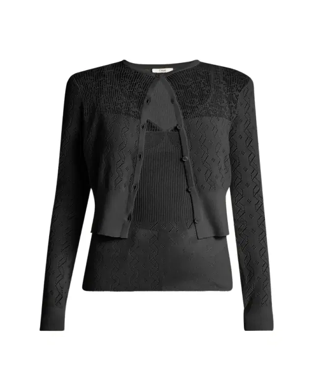 Embroidered Pointelle Cotton Combo Top