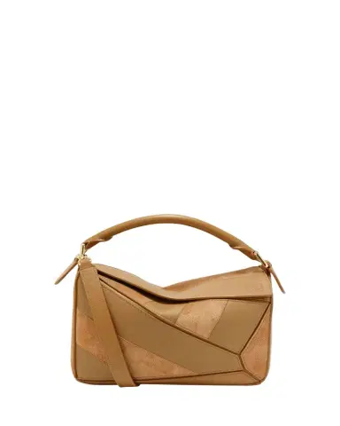 Loewe Puzzle Small Striped Top-Handle Bag in Leather & Suede | Thumbnail 1 Loewe Puzzle Small Striped Top-Handle Bag in Leather & Suede | Thumbnail 1