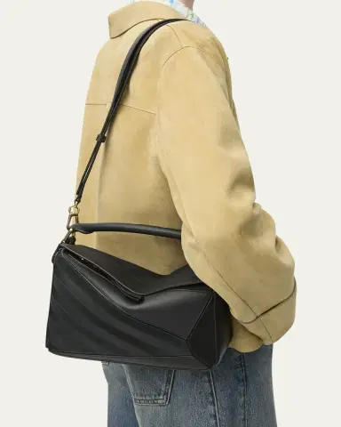 Loewe Puzzle Small Striped Top-Handle Bag in Leather & Suede | Thumbnail 2 Loewe Puzzle Small Striped Top-Handle Bag in Leather & Suede | Thumbnail 2