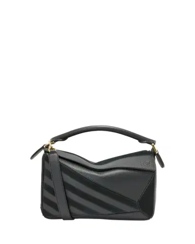 Loewe Puzzle Small Striped Top-Handle Bag in Leather & Suede | Thumbnail 1 Loewe Puzzle Small Striped Top-Handle Bag in Leather & Suede | Thumbnail 1