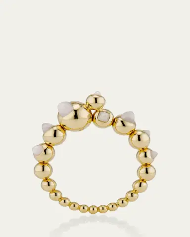 JV Insardi 18K Yellow Gold Mini Sugarloaf Ring with Milky Moonstone | Thumbnail 2 JV Insardi 18K Yellow Gold Mini Sugarloaf Ring with Milky Moonstone | Thumbnail 2