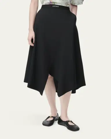 Loewe Asymmetric Logo Detail Midi Skirt | Thumbnail 2 Loewe Asymmetric Logo Detail Midi Skirt | Thumbnail 2