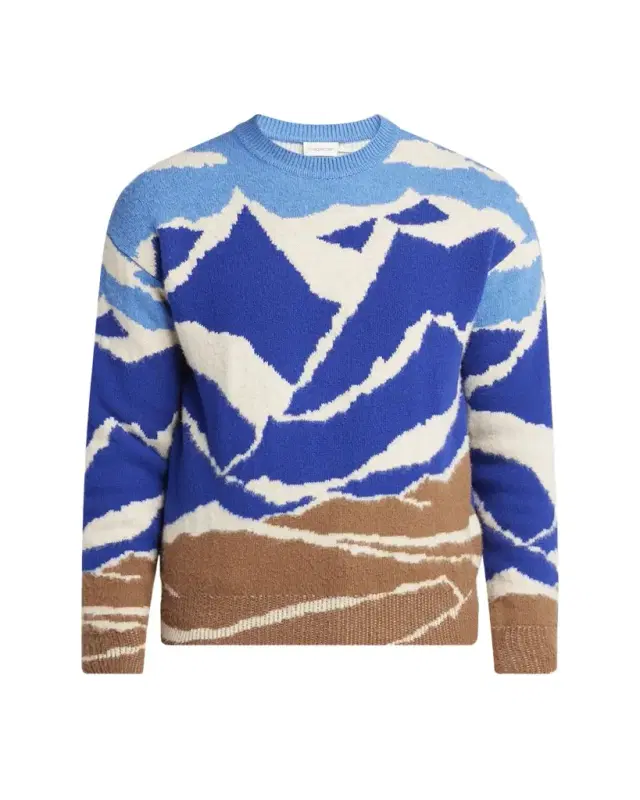 Men's Landscape-Print Crewneck Sweater
