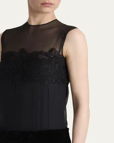 Ferragamo Silk Chiffon Velvet Panel Sleeveless Midi Dress | Thumbnail 5 Ferragamo Silk Chiffon Velvet Panel Sleeveless Midi Dress | Thumbnail 5