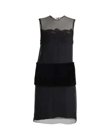 Ferragamo Silk Chiffon Velvet Panel Sleeveless Midi Dress | Thumbnail 1 Ferragamo Silk Chiffon Velvet Panel Sleeveless Midi Dress | Thumbnail 1