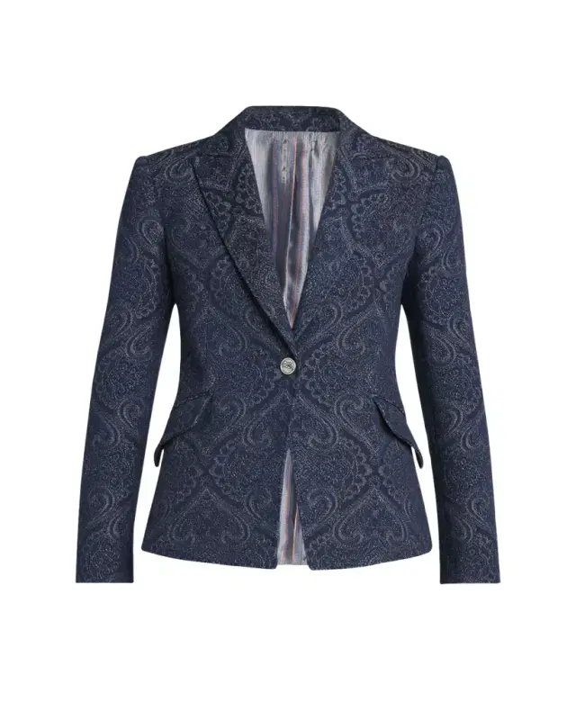Paisley-Print Denim Blazer