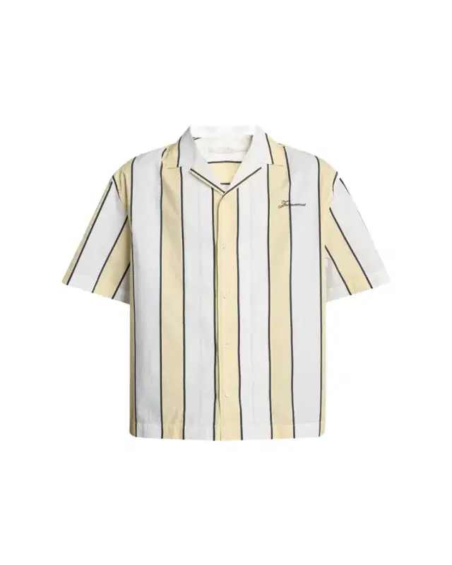 Jacquemus Men's Cotton Stripe Logo Camp Shirt