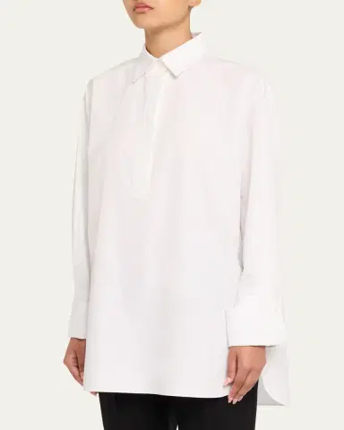Lafayette 148 New York Oversized Cotton Popover Shirt | Thumbnail 2