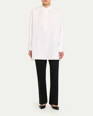 Lafayette 148 New York Oversized Cotton Popover Shirt | Thumbnail 4