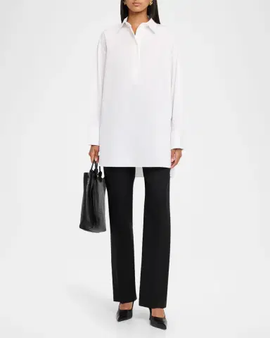 Lafayette 148 New York Oversized Cotton Popover Shirt | Thumbnail 6
