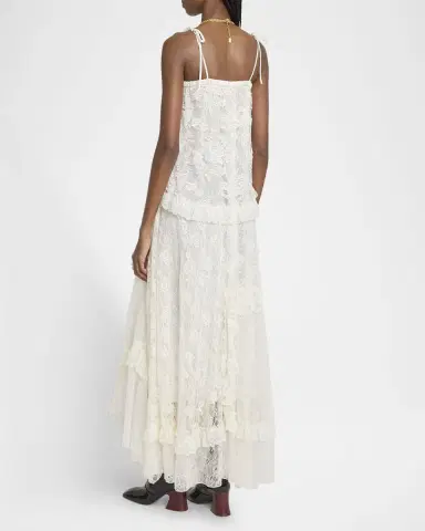 Chloé Ruffle-Trim Floral Lace Maxi Dress | Thumbnail 2
