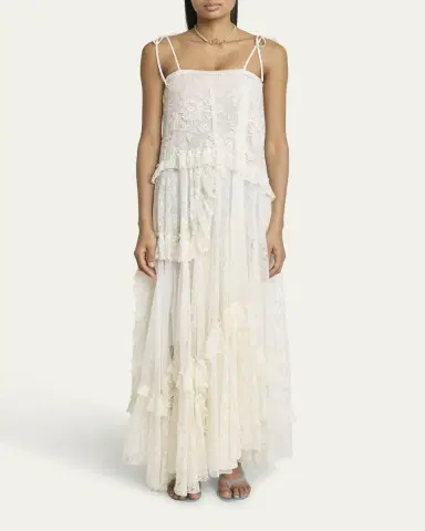 Chloé Ruffle-Trim Floral Lace Maxi Dress | Thumbnail 6