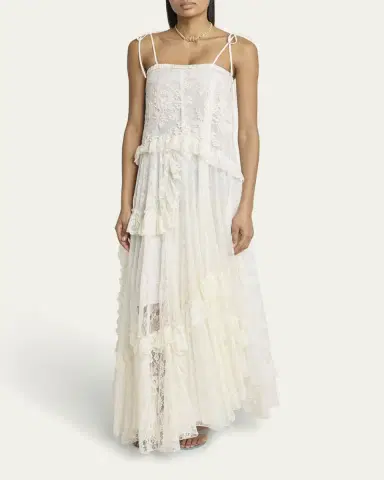 Chloé Ruffle-Trim Floral Lace Maxi Dress | Thumbnail 8