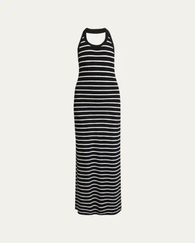 Proenza Schouler Meryl Striped Matte Viscose Rib Halter Maxi Dress | Thumbnail 5 Proenza Schouler Meryl Striped Matte Viscose Rib Halter Maxi Dress | Thumbnail 5