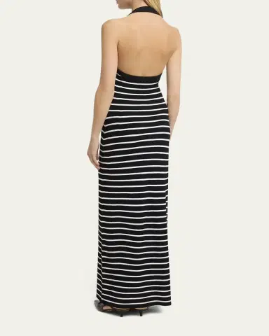 Proenza Schouler Meryl Striped Matte Viscose Rib Halter Maxi Dress | Thumbnail 7 Proenza Schouler Meryl Striped Matte Viscose Rib Halter Maxi Dress | Thumbnail 7
