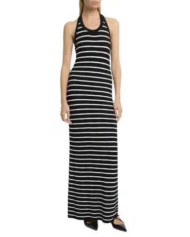 Proenza Schouler Meryl Striped Matte Viscose Rib Halter Maxi Dress | Thumbnail 1 Proenza Schouler Meryl Striped Matte Viscose Rib Halter Maxi Dress | Thumbnail 1