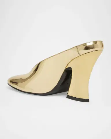 Givenchy Metallic Leather Sculpted Block-Heel Mules | Thumbnail 2