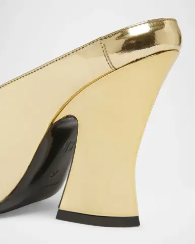 Givenchy Metallic Leather Sculpted Block-Heel Mules | Thumbnail 3