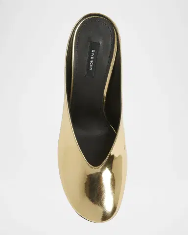 Givenchy Metallic Leather Sculpted Block-Heel Mules | Thumbnail 4