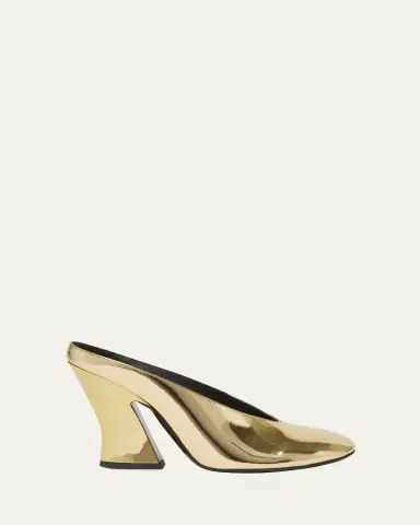 Givenchy Metallic Leather Sculpted Block-Heel Mules | Thumbnail 5