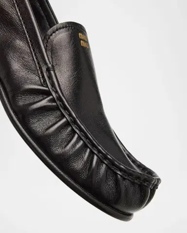 Miu Miu Ruched Leather Mocassin Loafers | Thumbnail 4 Miu Miu Ruched Leather Mocassin Loafers | Thumbnail 4