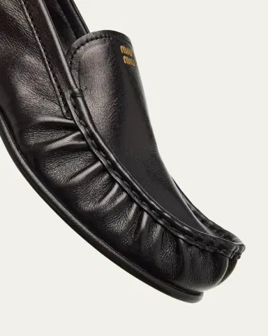 Miu Miu Ruched Leather Mocassin Loafers | Thumbnail 10 Miu Miu Ruched Leather Mocassin Loafers | Thumbnail 10