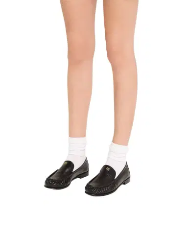 Miu Miu Ruched Leather Mocassin Loafers | Thumbnail 1 Miu Miu Ruched Leather Mocassin Loafers | Thumbnail 1