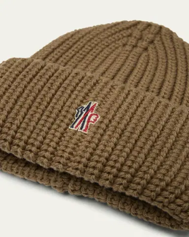 Moncler Grenoble Men's, Rib-Knit Wool Beanie | Thumbnail 2 Moncler Grenoble Men's, Rib-Knit Wool Beanie | Thumbnail 2