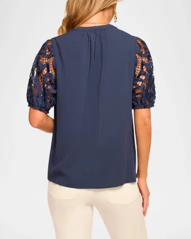 Ramy Brook Gia Open-Knit Short-Sleeve Blouse | Thumbnail 3 Ramy Brook Gia Open-Knit Short-Sleeve Blouse | Thumbnail 3
