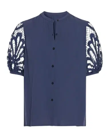 Ramy Brook Gia Open-Knit Short-Sleeve Blouse | Thumbnail 1 Ramy Brook Gia Open-Knit Short-Sleeve Blouse | Thumbnail 1