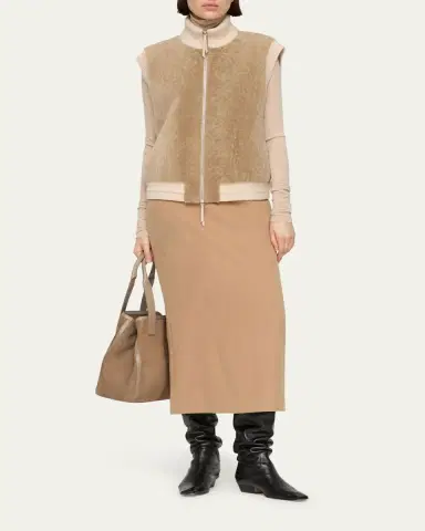 Lafayette 148 New York x The Morning Show Shearling & Camel Hair Vest | Thumbnail 2
