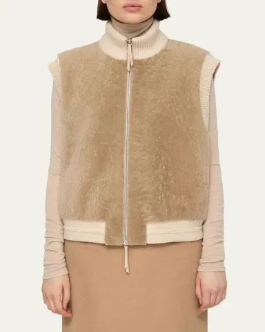 Lafayette 148 New York x The Morning Show Shearling & Camel Hair Vest | Thumbnail 4