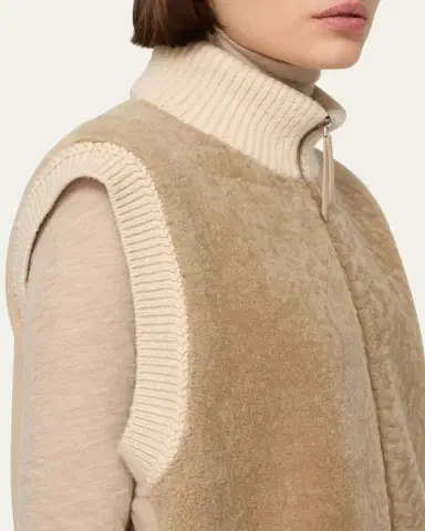 Lafayette 148 New York x The Morning Show Shearling & Camel Hair Vest | Thumbnail 5