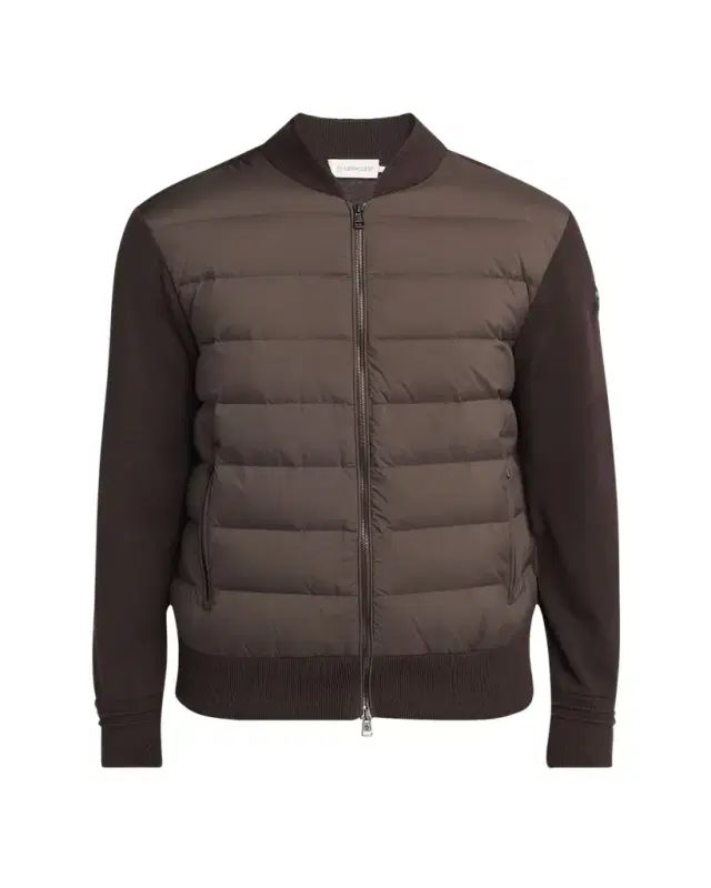 Men's Padded Nylon Knit-Sleeve Cardigan