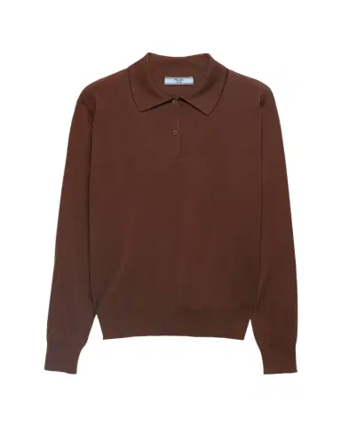 Prada Cotton Long-Sleeve Polo Sweater | Thumbnail 1