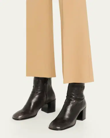 Miu Miu Vintage Leather Block-Heel Booties | Thumbnail 2