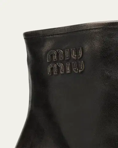 Miu Miu Vintage Leather Block-Heel Booties | Thumbnail 5
