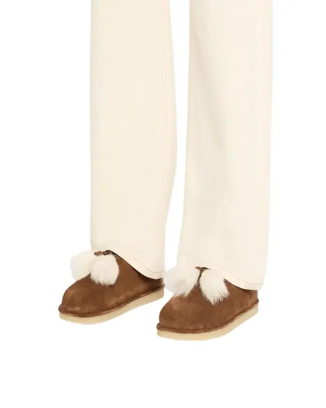 Suede Shearling-Lined Booties with Fur Tassels