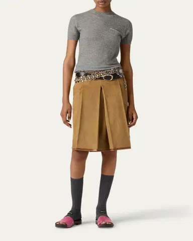 Miu Miu Cashmere Lacy Short-Sleeve Sweater | Thumbnail 2