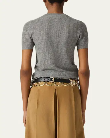 Miu Miu Cashmere Lacy Short-Sleeve Sweater | Thumbnail 5