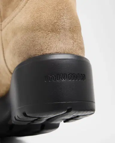 Miu Miu Suede Tall Moto Boots | Thumbnail 14