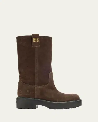 Miu Miu Suede Tall Moto Boots | Thumbnail 6